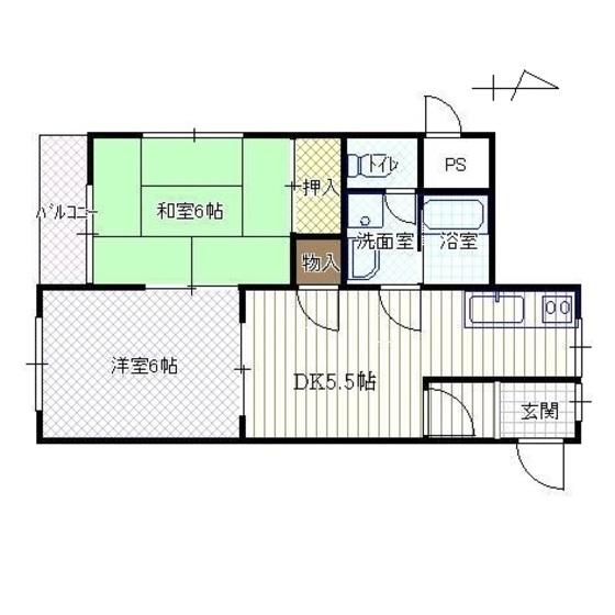 パークハイム木曽坂(2DK/2階)の間取り写真