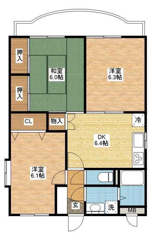 柳原マンション I(3DK/2階)の間取り写真