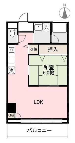 三好マンション(1LDK/3階)の間取り写真
