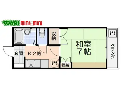 みどりホーム(1K/2階)の間取り写真