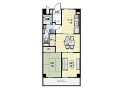 北野田大発マンション(2LDK/4階)の間取り写真