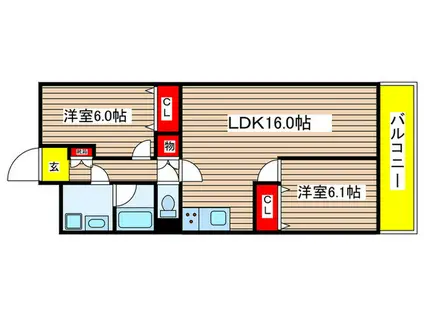 ロータリーマンション栄(2LDK/9階)の間取り写真