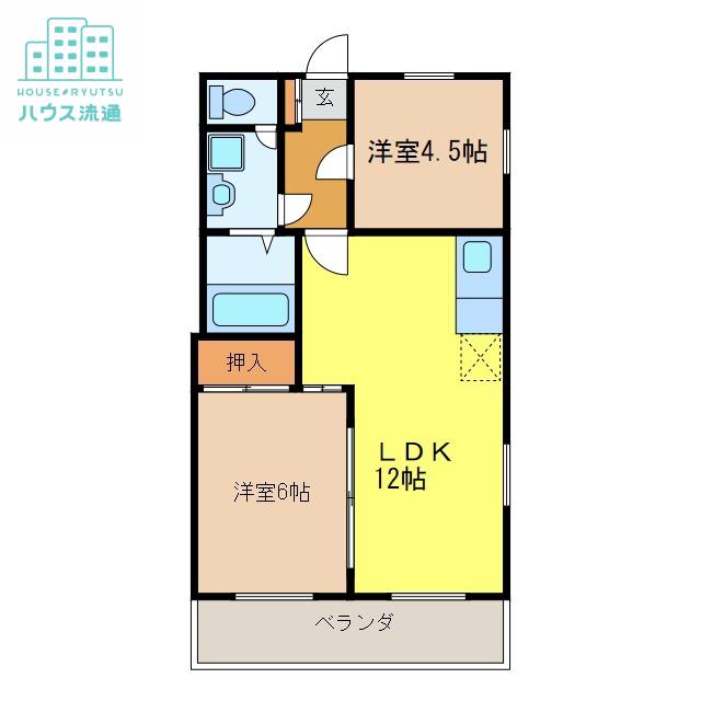 ルミエール多比良(2LDK/5階)の間取り写真