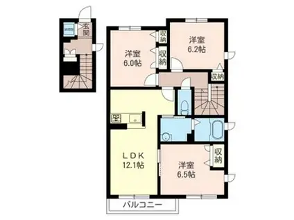 リベルテ湘南B(3LDK/2階)の間取り写真