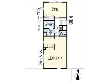 ラポール・自由ヶ丘(1LDK/3階)の間取り写真