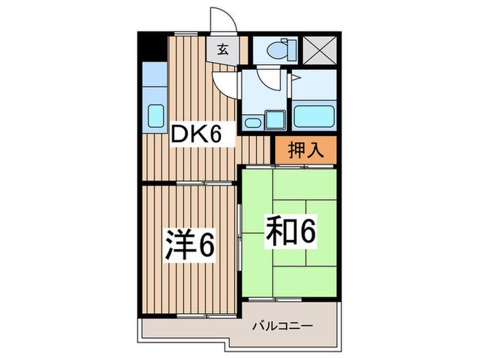 ビューフラット・ナカイ(2DK/2階)の間取り写真