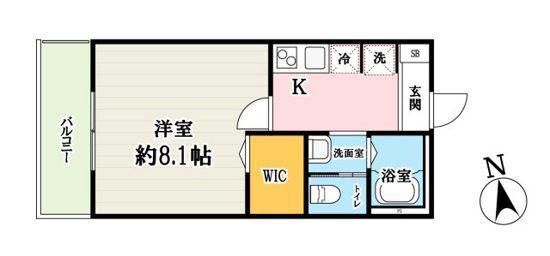 キャメル南流山9A(1K/1階)の間取り写真