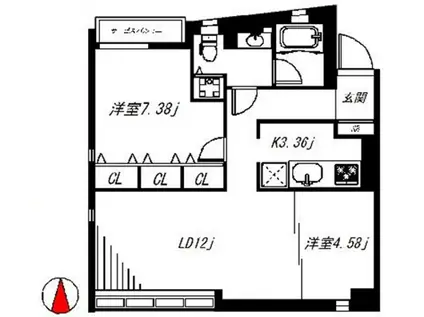 デンフラット南平台(1LDK/3階)の間取り写真