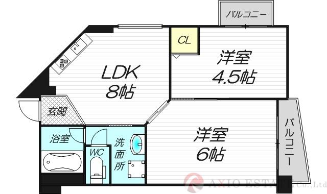 グリーンハイツ東三国(2LDK/2階)の間取り写真