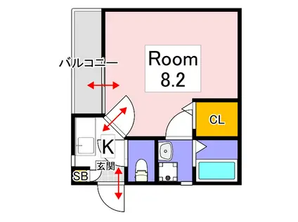 クレフラスト北長瀬 B棟(1K/1階)の間取り写真