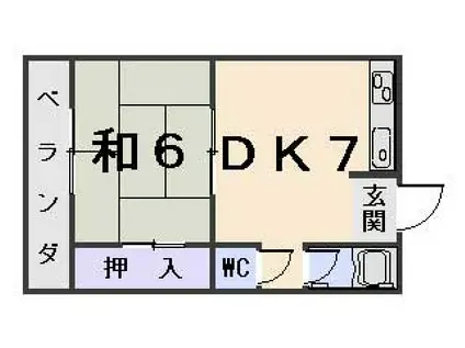 山科グランドハイツ(1DK/6階)の間取り写真