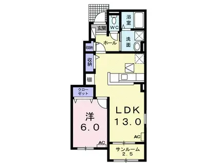 フロリサンテ I(1LDK/1階)の間取り写真