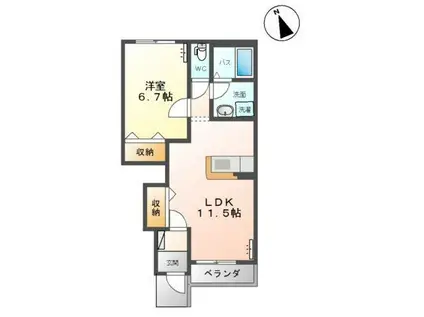 グランデ(1LDK/1階)の間取り写真
