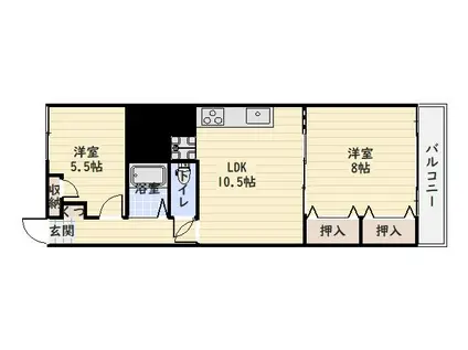 トーカングランドマンション第ニ南林寺シーサイド1012号(2LDK/10階)の間取り写真