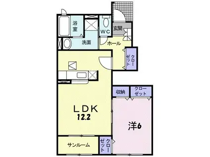 ヴィラージュ III(1LDK/1階)の間取り写真