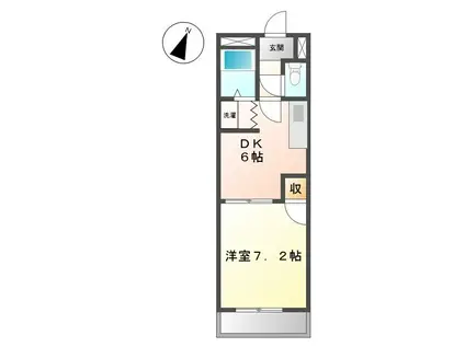 メルクーリオ(1DK/1階)の間取り写真