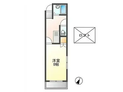 ドゥエルU(1K/2階)の間取り写真