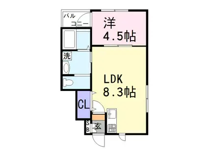 ブランテラス尾上町(1LDK/1階)の間取り写真