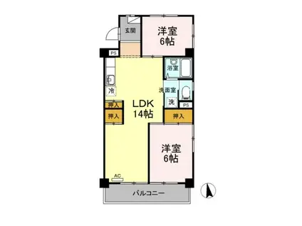 パーク・サイド杉浦II(2LDK/2階)の間取り写真