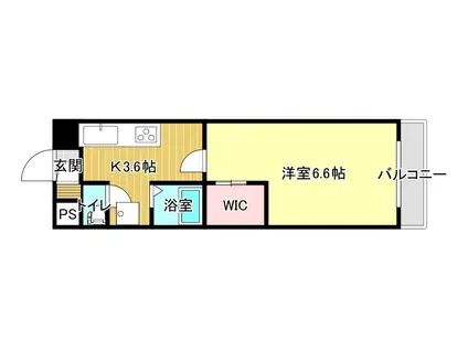 サンハイツ唐湊(1K/2階)の間取り写真