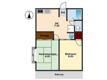 シティハイムエステートC(2DK/2階)の間取り写真
