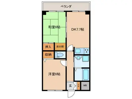 ハイツASAHI(2DK/2階)の間取り写真