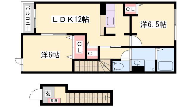 メゾンプラースII(2LDK/2階)の間取り写真