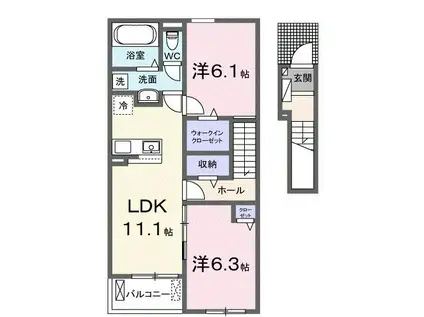 ラウンドストーンM(2LDK/2階)の間取り写真