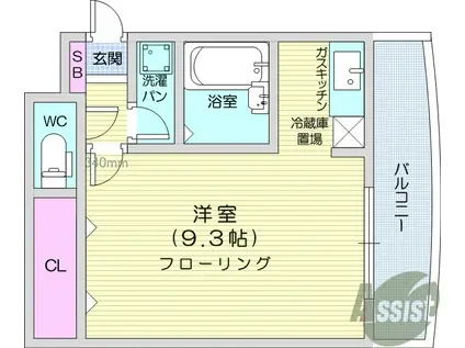 マイルストン石名坂(1K/1階)の間取り写真