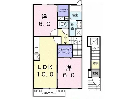 メルシーA(2LDK/2階)の間取り写真