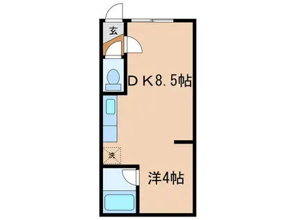 パークサイドO(1DK/2階)の間取り写真