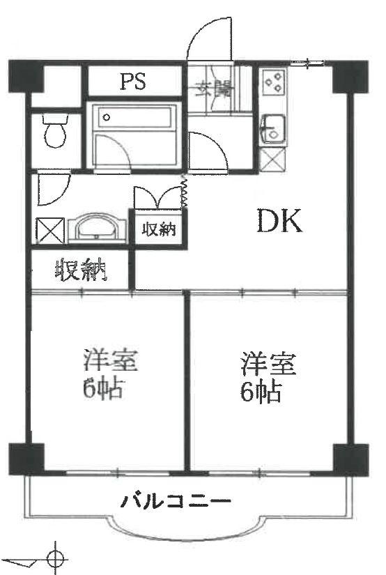 ニュー大崎マンション(2DK/8階)の間取り写真