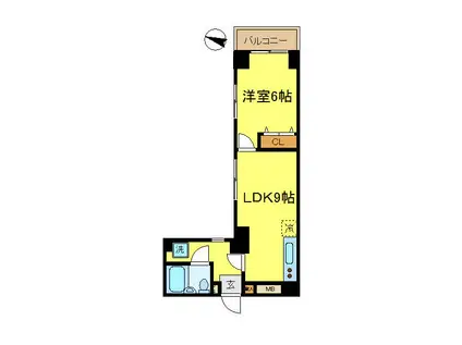 サンビューハイツ音羽(1LDK/9階)の間取り写真