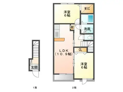 マルサンスカイ(2LDK/2階)の間取り写真