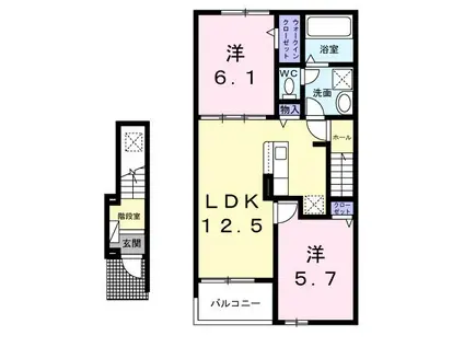 ガーデンコート(2LDK/2階)の間取り写真