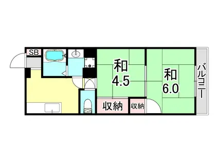 クイーンズハイツ名倉(2DK/3階)の間取り写真