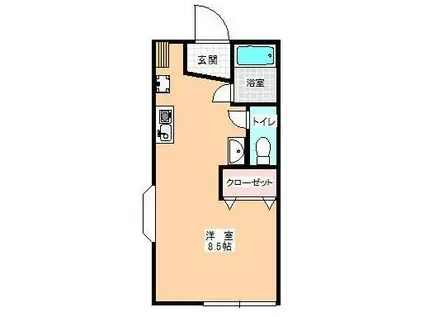 クインズタウン(ワンルーム/1階)の間取り写真