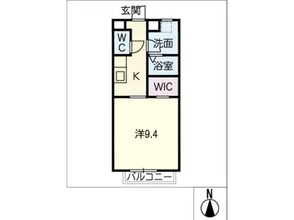 フローラ B(1K/1階)の間取り写真