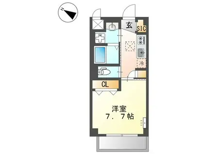 アーバンクレスト(1K/1階)の間取り写真