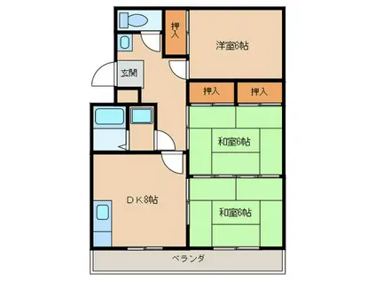 コーポ相生(3DK/1階)の間取り写真
