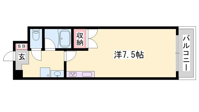 ヴィラ・エトワール(ワンルーム/2階)の間取り写真