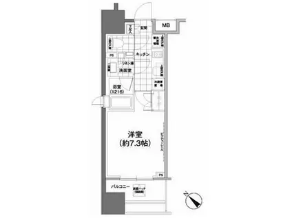 パークハビオ武蔵小山(1K/6階)の間取り写真