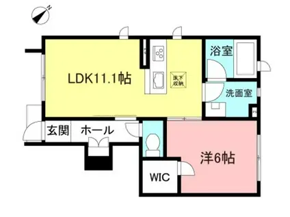 パーシモンハウス辻(1LDK/1階)の間取り写真