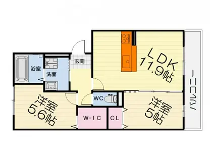 セピアコート鳳(2LDK/2階)の間取り写真