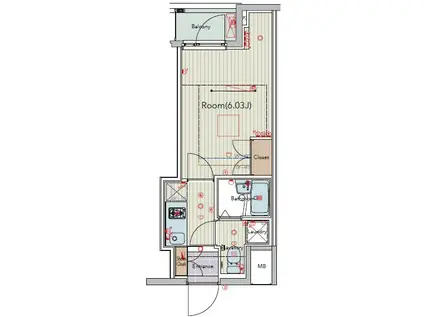 ビバリーホームズ横浜南太田(1K/6階)の間取り写真