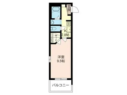 メイプルコートN(1K/3階)の間取り写真