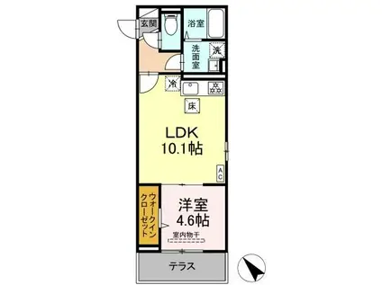 ポール・ヴェール(1LDK/1階)の間取り写真