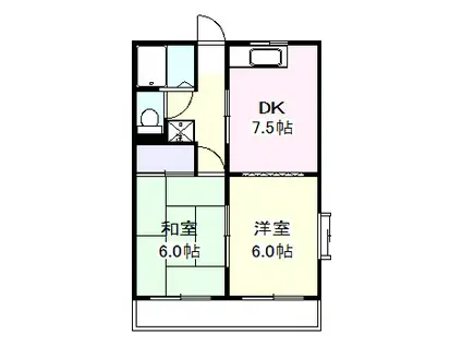 ルーミングナラハシ(2DK/1階)の間取り写真