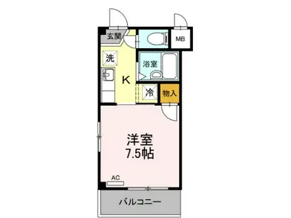 キララハイツ(1K/4階)の間取り写真