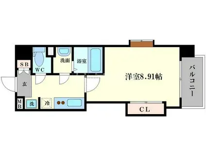 ラグゼ難波西III(1K/12階)の間取り写真